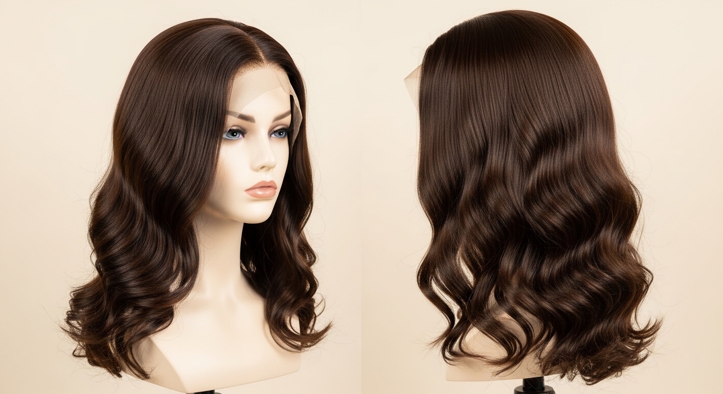 curly wig front and back