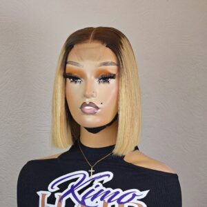 10 Inches Blonde Bob with dark root