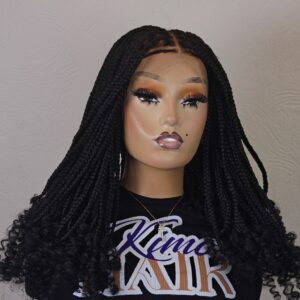 Frontal braided wig with curls